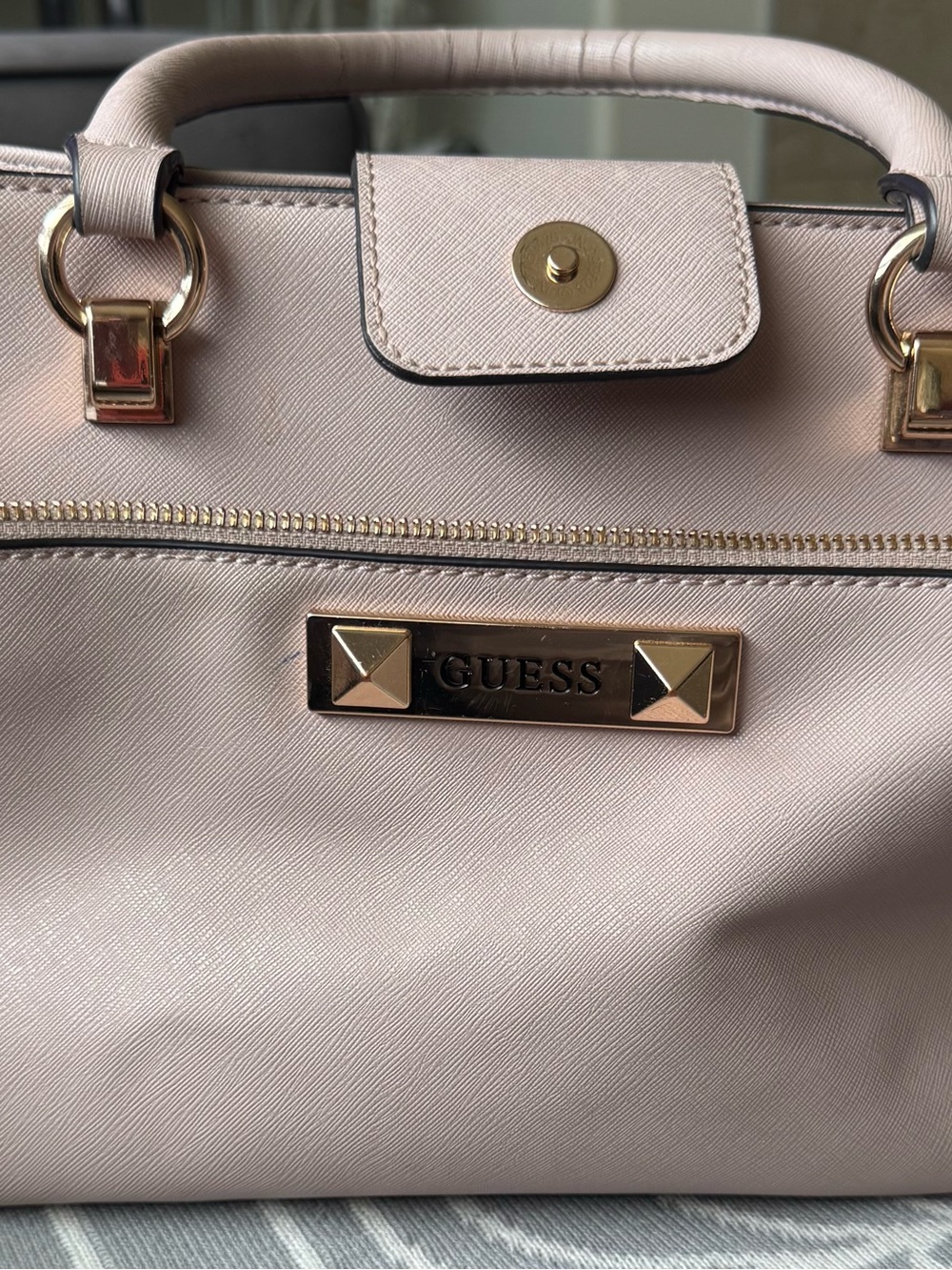 GUESS Blush Pink Satchel with Gold Hardware